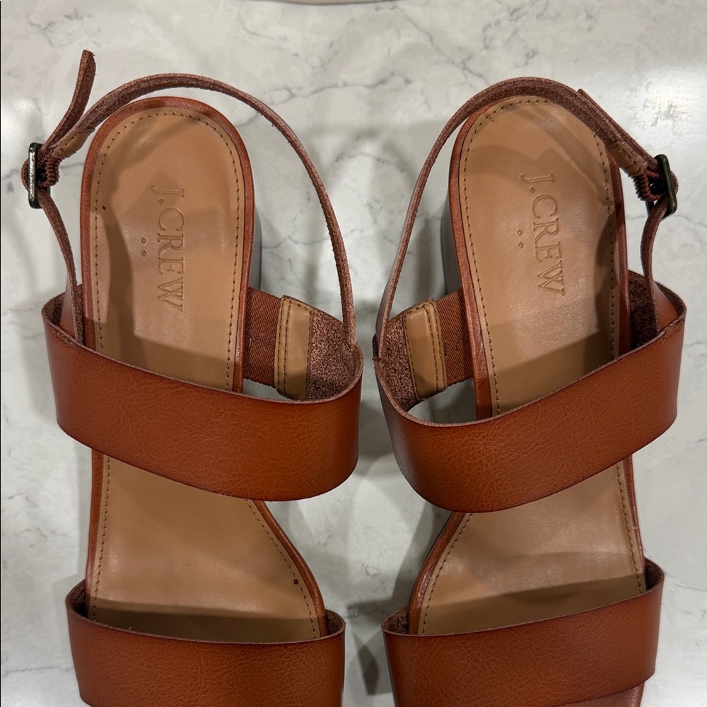JCrew  Tan Leather Double-Strap Sandals size 9 - Picture 2 of 6